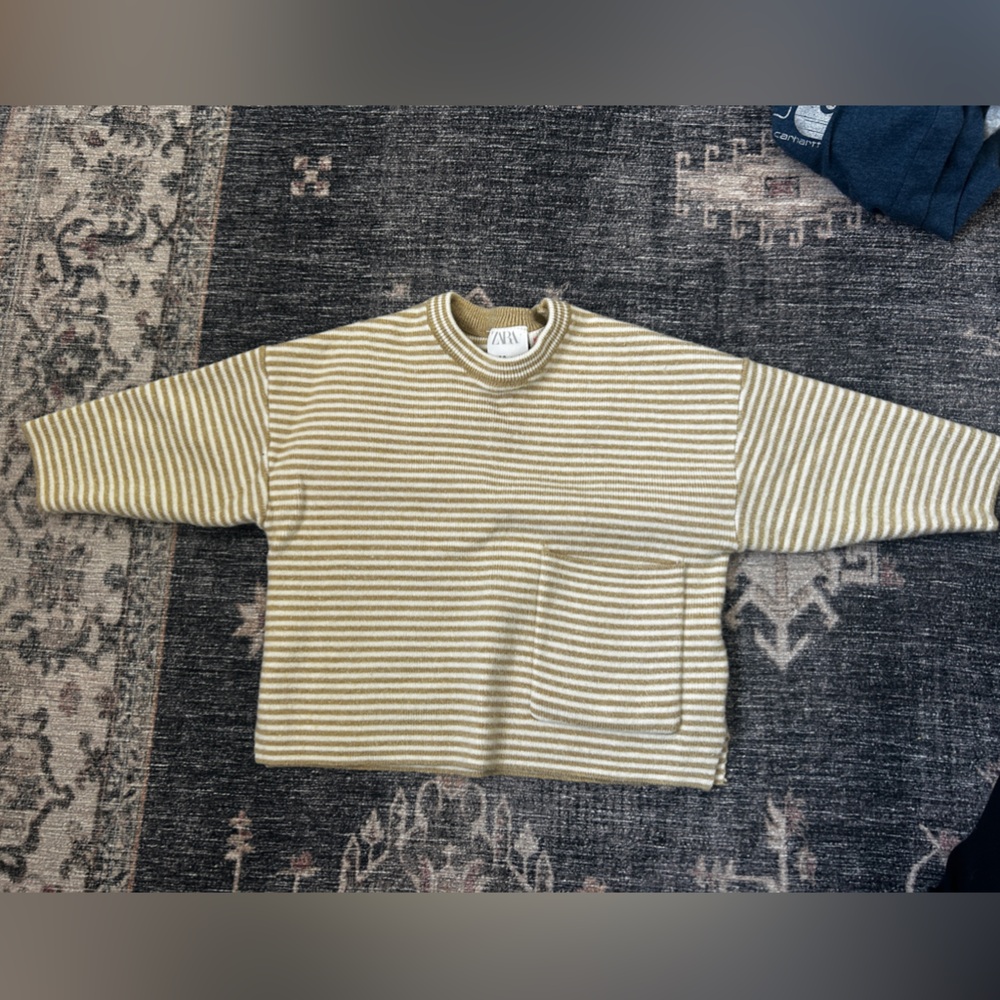 Zara Beige and Cream Striped Sweater